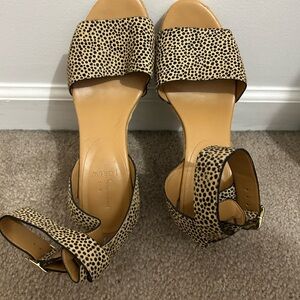 J.Crew calf hair wedge espadrilles Tan And Black Leopard Print Size 10